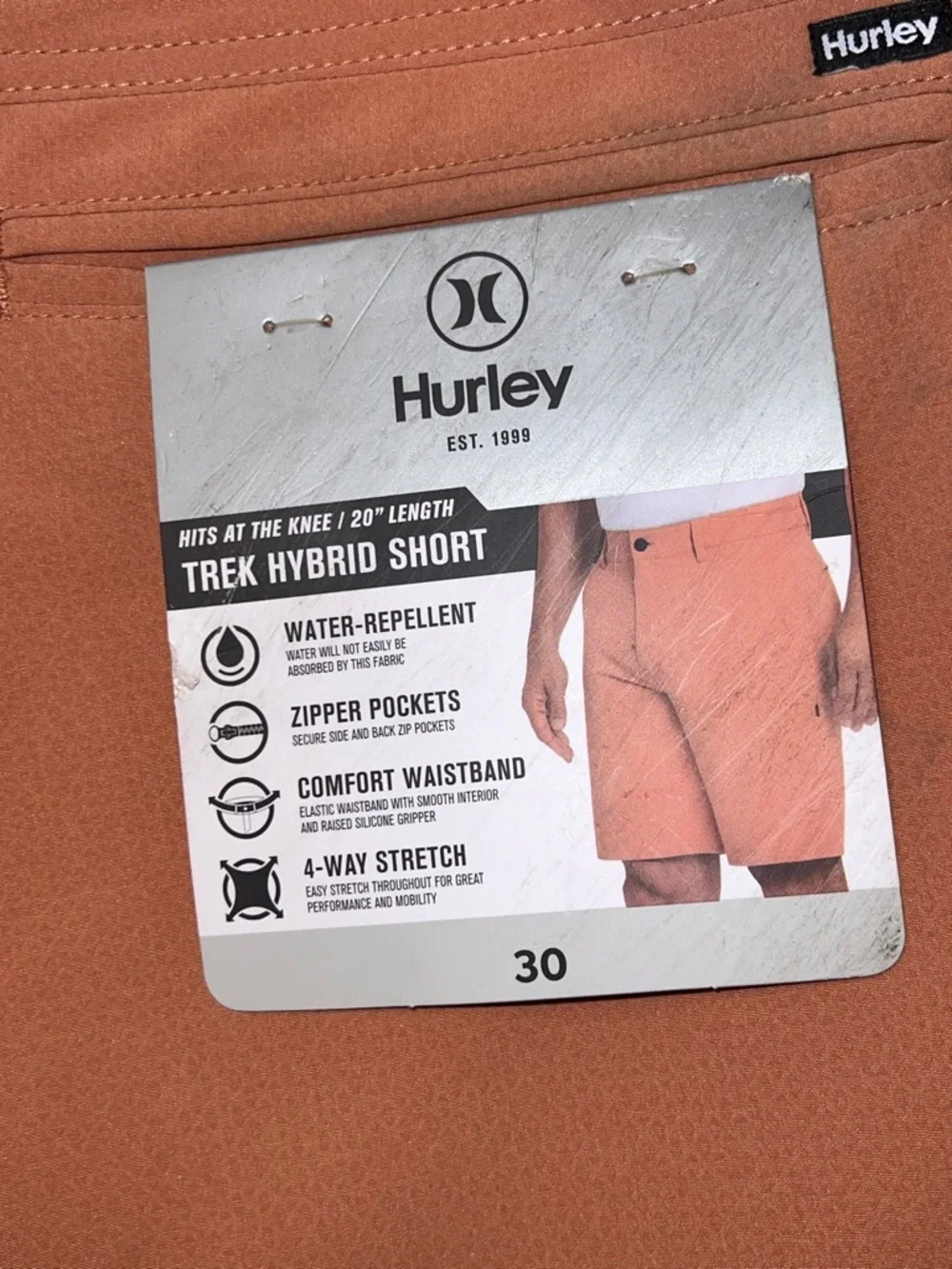 Hurley Men's Stretch Cargo Shorts in Dusty Salmon Hybrid 30